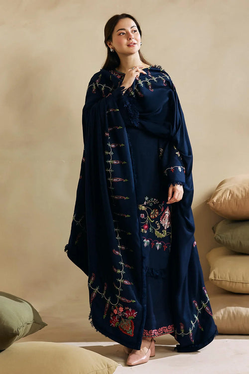 CF601-WINTER 3-Pc Embroidered Dhanak Suit with Heavy Embroidered Dhanak Shawll