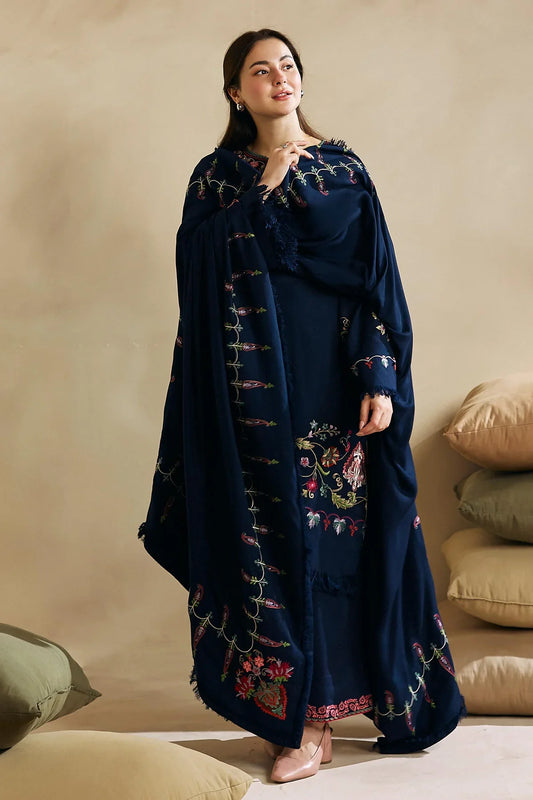 CF601-WINTER 3-Pc Embroidered Dhanak Suit with Heavy Embroidered Dhanak Shawll