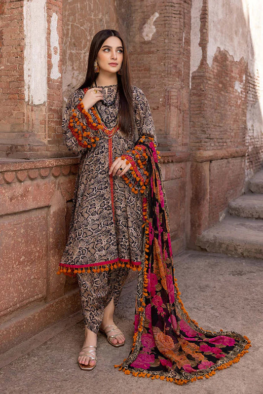 Maria B CF206-3PC Lawn Printed Shirt With Patches & Bamber Chiffon Printed Dupatta