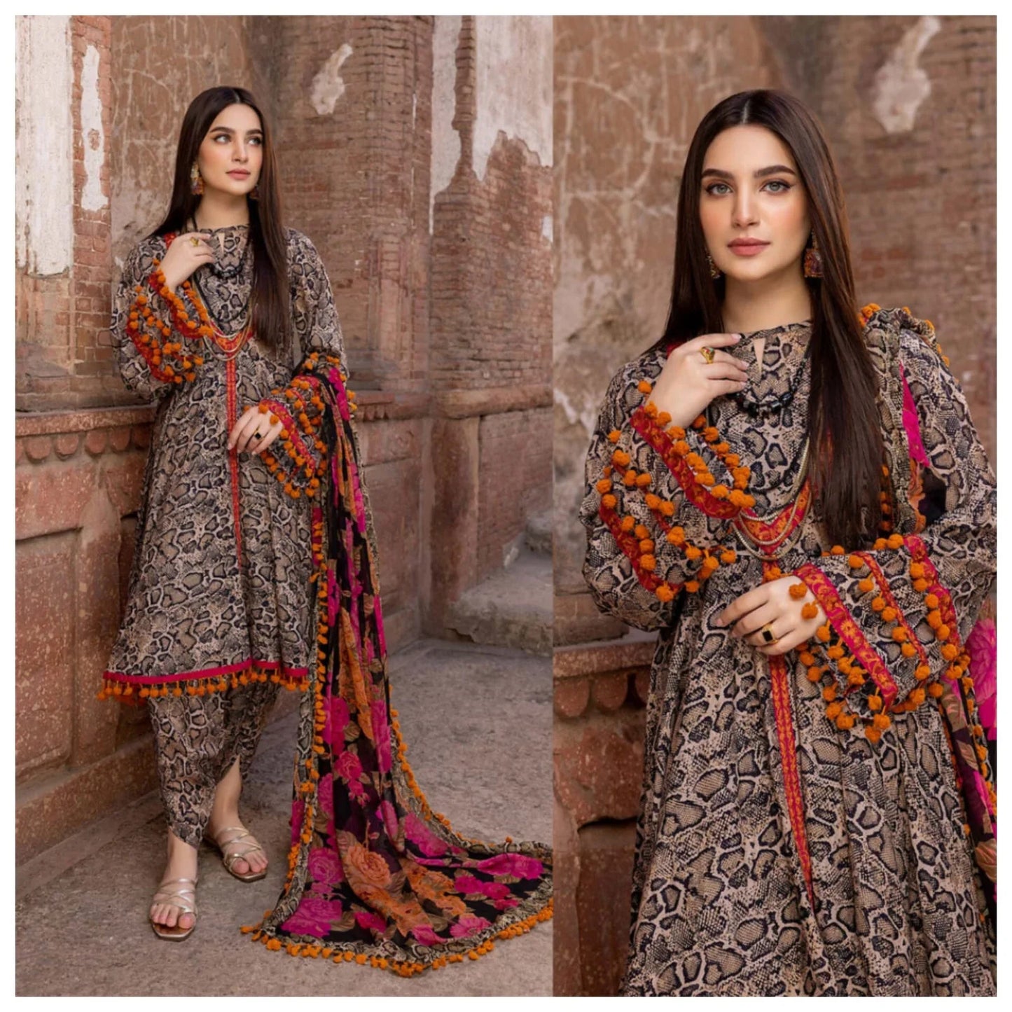 Maria B CF206-3PC Lawn Printed Shirt With Patches & Bamber Chiffon Printed Dupatta