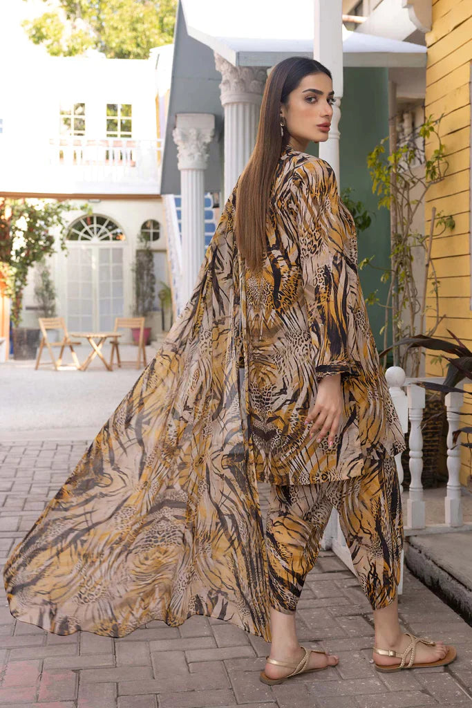 CF285-3Pc Digital Printed Lawn Shirt With Printed Lawn Trouser and Chiffon Dupatta